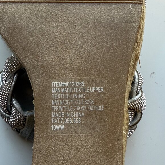 Torrid Silver Braided Strap Espadrille Wedge Sandals Women Size 10WW - Picture 7 of 8